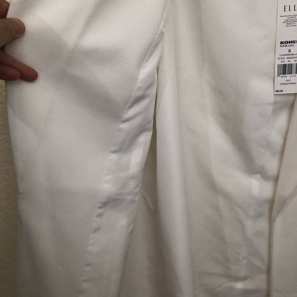 ELLE Small Sleeveless Blazer Jacket Duster Vest Collared Open Front Marshmallow - Picture 11 of 13